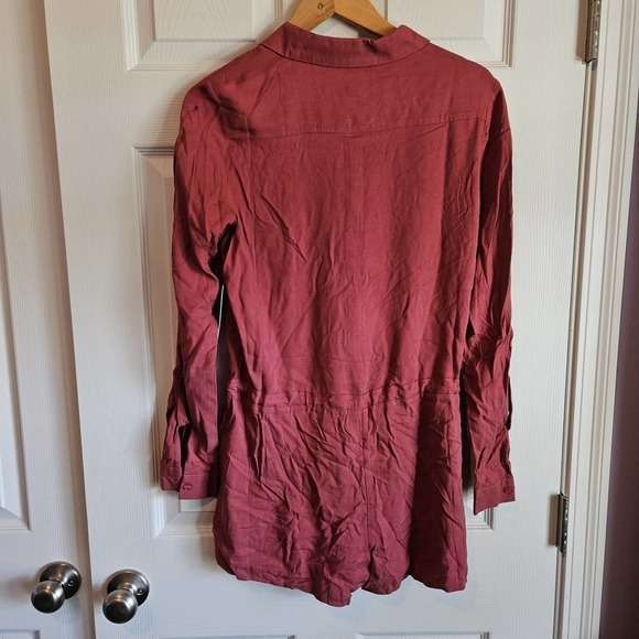NWT Lulu's ZAYN RUSTY ROSE LONG SLEEVE BUTTON-UP ROMPER S - Picture 5 of 6